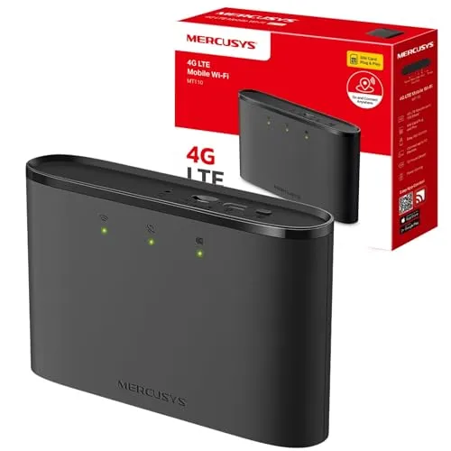 MERCUSYS MT110 Mifi Tragbarer WiFi 4G LTE Router, schnelle 150 Mbps Geschwindigkeiten, 2200 mAh Akku für bis zu 10 Stunden, 4G Router mit SIM-Slot, verbinden Sie bis zu 10 Geräte gleichzeitig, App