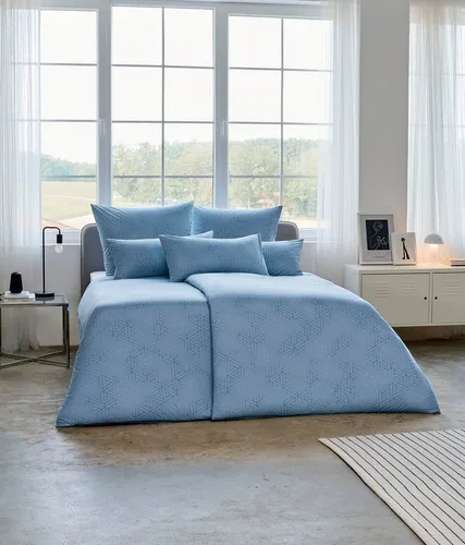 Estella Bettwäsche Pippa, Blau, 135x200 cm - Bettwäsche aus atmungsaktivem Interlock-Jersey, bügelfrei und hautfreundlich, ideal für Allergiker – für erholsamen Schlaf in stilvollem Design.