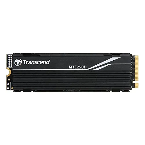 Transcend 4TB M.2 2280 PCIe Gen4x4 NVMe SSD - TS4TMTE250H mit Kühlkörper - Festplatte mit außergewöhnlicher Leistung: Genießen Sie blitzschnelle Datenübertragungen und zuverlässige Kühlung für intensive Anwendungen.