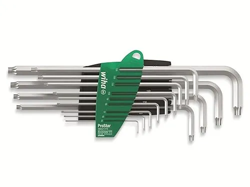 Wiha Stiftschlüssel Set mit ProStar Halter (39105) 14tlg. - Torx Winkelschlüssel - Innensechskantschlüssel Set für alle TORX-Schrauben, mit stabiler ProStar Halterung für einfache Entnahme und langlebigem Chrom-Vanadium Stahl für hohe Stabilität und Rostbeständigkeit.