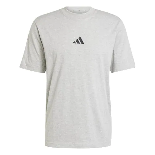 adidas Men's Essentials SMALL Logo Single Jersey Tee, medium Grey Heather/Black, S