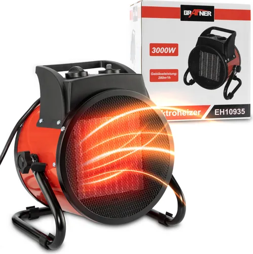 Grafner XXL Keramik Heizlüfter 3000 Watt - Turbo Heizer mit Thermostat - Elektroheizungen mit PTC-Keramikheizelement für schnelle Wärme, Überhitzungsschutz und geräuscharmen Betrieb - ideal für große Räume und Stauballergiker.