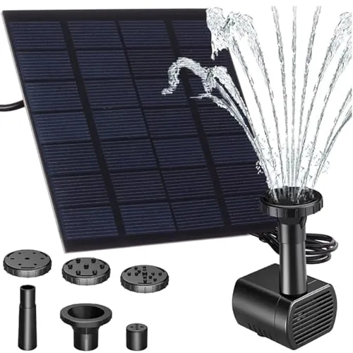 Solarbrunnen für Gartenteich & 3m Kabel 4 Sprühdüsen