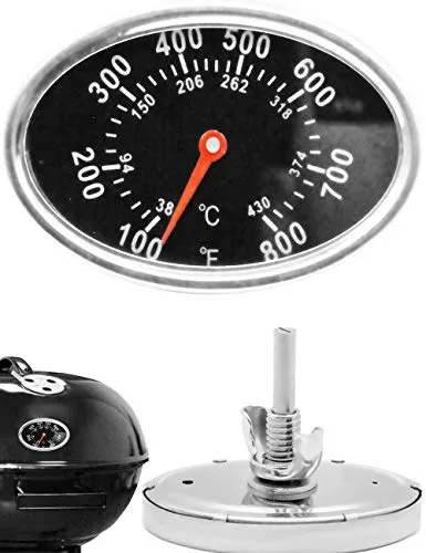 HOMETOOLS.EU® Analoges Thermometer, für BBQ Grill Bräter Räucher-Ofen, 7,5 cm, 38-430 °C