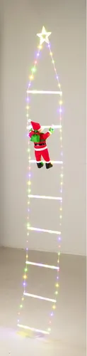 Weihnachtsdekoration, 124 LEDs, Weihnachtsmann auf Leiter, 2 m