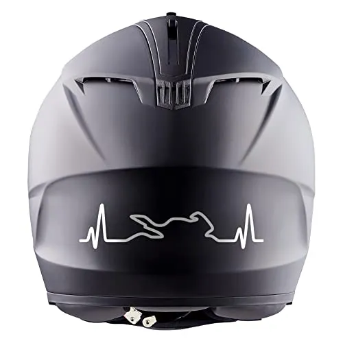 Finest Folia Aufkleber Herzschlag Bike 2 Stück je 12,2x3cm Sticker für Motorrad Auto Motorradhelm Motorradaufkleber Kfz Zubehör selbstklebend K158 (Weiß)