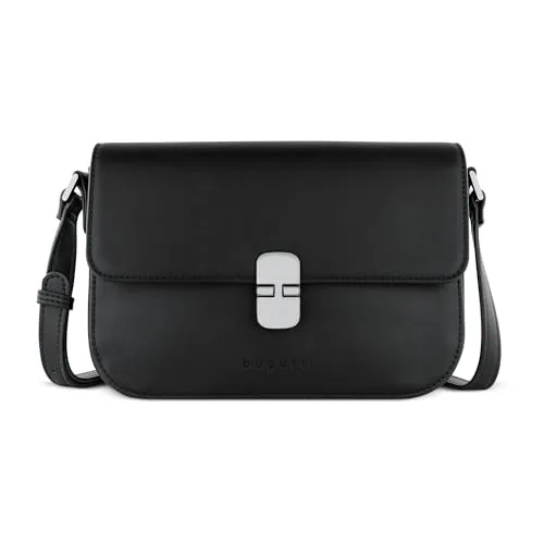 Bugatti Nela Umhängetasche schwarz 493849-01 - Damen-Schultertaschen aus hochwertigem Lederimitat, stilvolles Design und praktische Größe für den Alltag.