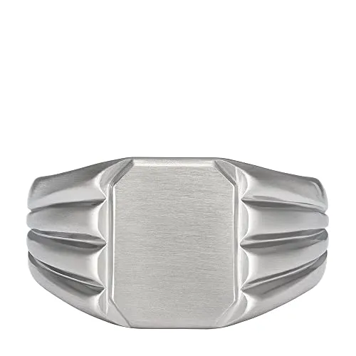 Fossil Edelstahl Silber Ring für Männer - Eleganter Herrenring aus poliertem Edelstahl in Silber mit schwarzem Akzent, erhältlich in den Größen 18 bis 21 – perfekt für stilbewusste Männer.