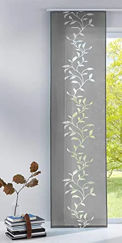 Gardinenbox Moderner Flächenvorhang Tendril - Raumtrenner in Grau - Schiebevorhang aus hochwertigem Ausbrenner-Stoff, pflegeleicht und waschbar bis 40 Grad, ideal für stilvolle Raumtrennungen.