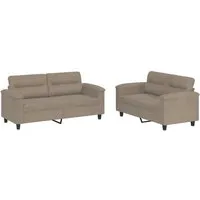 vidaXL 2-tlg. Sofagarnitur Taupe aus Mikrofaser - Bequeme 2-Sitzer-Sofagarnitur aus langlebigem Mikrofasergewebe, ideal zum Entspannen und ein echter Blickfang in deinem Zuhause.