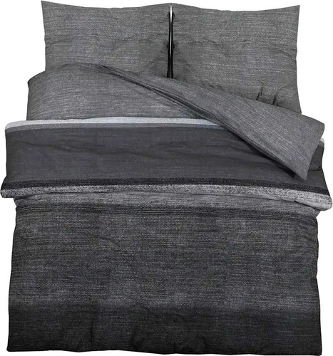 vidaXL Bettwäsche Set Dunkelgrau 200x220cm - Bettwäsche-Set aus hochwertiger Baumwolle mit verstecktem Knopfverschluss, sorgt für einen eleganten Look und maximalen Komfort.