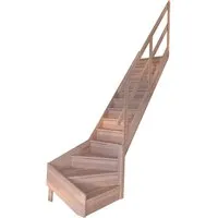 StarWood Treppe Rhodos Buche Gewendelt Rechts mit Setzstufen - Elegante 1/4 gewendelte Treppe aus FSC®-zertifiziertem Buchenholz mit stabilen Setzstufen für ein sicheres Wohngefühl. Individuell anpassbar für verschiedene Geschosshöhen.