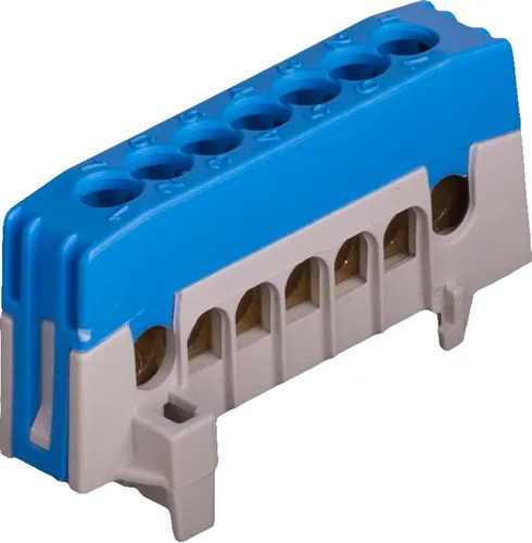 Pollmann N7-F2 2020266 Nullleiterklemme - Abzweigklemmen mit Nennstrom von 63A, fingersicher und ideal für professionelle Elektroinstallationen auf DIN-Schiene.