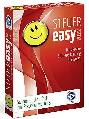 STEUEReasy 2022, clevere Schritt-für-Schritt Steuersoftware für die Steuererklärung 2021, für Steuer-Anfänger, CD-Version für Windows 8, 10 und 11