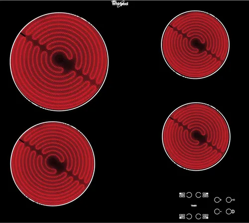 WHIRLPOOL AKT8090NE Glaskeramikkochfeld - Integriertes 4-Zonen Kochfeld mit 6200 W, Touch-Steuerung und Restwärme-Anzeige. Ideal für effizientes Kochen in der modernen Küche.