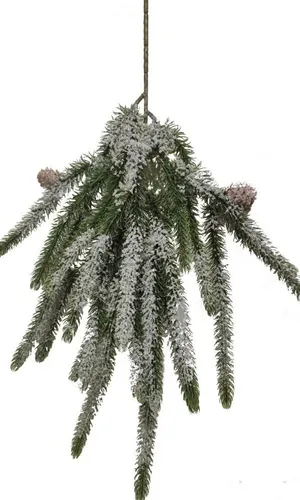 Kunstblume Kunstzweig mit Glitzerschnee überzogen Nadelbaum Tanne, 2474U, Höhe 60 cm, Zweig
