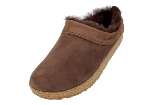 Haflinger Snowbird Lammfell Leder Hausschuh Unisex - Braun 45 EU - Hausschuhe aus hochwertigem Leder mit kuscheligem Lammfellfutter für optimalen Komfort und Wärme, ideal für kalte Tage.