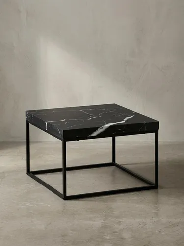 Moderne Couchtisch 60x60 cm in Schwarz mit Marmor-Optik
