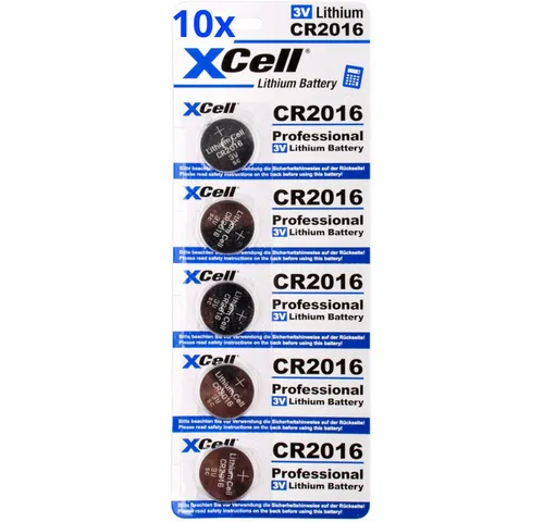 XCell 50x CR2016 Lithium-Knopfzelle 3V / 90mAh (10x 5er Pack) Knopfzelle