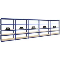 PROREGAL® Schwerlastregal MegaDeal – 5x Big Elephant S, 180x120x45cm, Blau - Schwerlastregale für Lager und Werkstatt, 250 kg Traglast pro Ebene, einfache Steckmontage, individuell kombinierbar und auch als Werkbänke nutzbar.