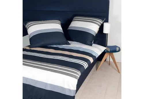 Janine Bettwäsche J.D. 8481 08 Silber Taupe Sand, Mako-Satin - Bettwäsche-Set aus 100% Baumwolle in edlem Mako-Satin, hautsympathisch und elegant im Streifendesign. Verleiht Ihrem Schlafzimmer modernen Glanz.