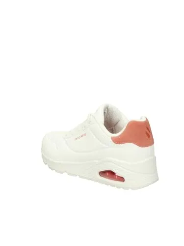 Skechers Damen Sneakers mit Korallenlederbesatz - Flache, wasserfeste Sneakers in Weiß mit stylishen Korallenlederdetails, perfekt für jeden Anlass und den ganzen Tag bequem.