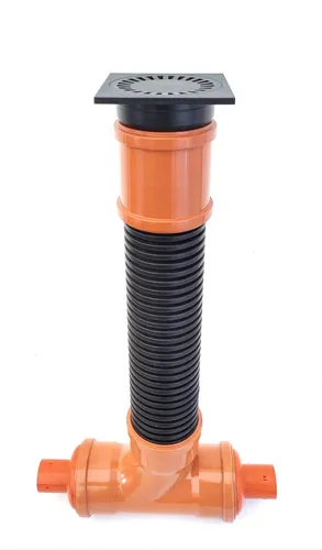 Drainageschacht DN110/50 - Flexibler Abwasserschacht für Keller - 5-teiliges Set aus hochwertigem Polypropylen, ideal für Abwasseranwendungen in Boden und Keller. Flexibles Push-to-Connect-System für einfache Installation.