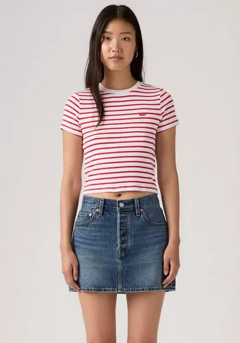 Levi's® ESSENTIAL SPORTY TEE T-Shirt in Rot M (38) - Bequemes T-Shirt aus elastischem Feinripp mit taillenlangem Schnitt und figurbetonter Passform. Ideal für den lässigen Look im Alltag, Maschinenwäsche für einfache Pflege.