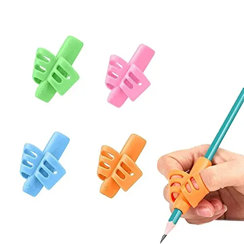 Rpanle 4 Stück Silikon Bleistift Griffe Schreiben Bleistifthalter Stift Schreibhilfe Grip Dreikant Schreibhilfe Gummi für Vorschulalter Kinder Erwachsene Besondere Bedarf