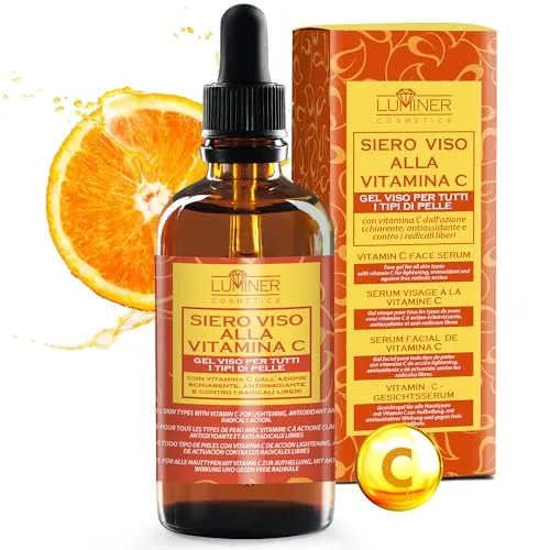 Luminer Vitamin C Serum 100 ml – Hyaluron Serum Gesicht mit Schneckenschleim, Aloe Vera & Vitamin E – Feuchtigkeitsspendendes Anti‑Aging Gesichtsserum für glatte Haut