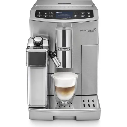 De'Longhi PrimaDonna S Evo ECAM 510.55 M - Vollautomatische Kaffeemaschine mit Cappuccinatore - Kaffeevollautomat mit integriertem Mahlwerk, LCD-Display und 1450 W Leistung. Genießen Sie frisch gemahlenen Kaffee und cremigen Cappuccino auf Knopfdruck!