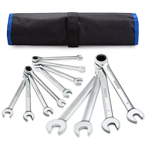 SORAKO Ratschenschlüssel Set, Ringschlüssel Set Schraubenschlüssel set 8-19 mm, 12Pcs Maulschlüssel Ringmaulschlüssel für Fahrradreparatur Autoreparatur