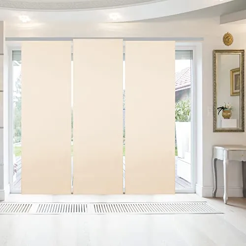 Flächenvorhang Ellen 60x245 cm Beige - Zubehörsets für Gardinen, blickdichte Schiebegardine mit Klettband für schnellen Austausch und edler Optik, ideal für stilvolle Fensterdekoration.