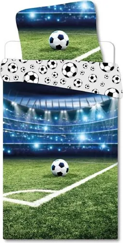 Bettwäsche Fußball Stadion 135 x 200 cm - Bettwäschegarnitur aus 100% Baumwolle, ideal für Sportfans. Pflegeleicht bei 60°C, sorgt für ein gemütliches Schlafgefühl im Fußball-Stil.