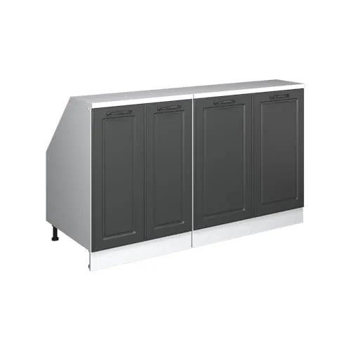 Vicco Unterschrank R-Line, Anthrazit Landhaus/Weiß, 140 cm 2er Set