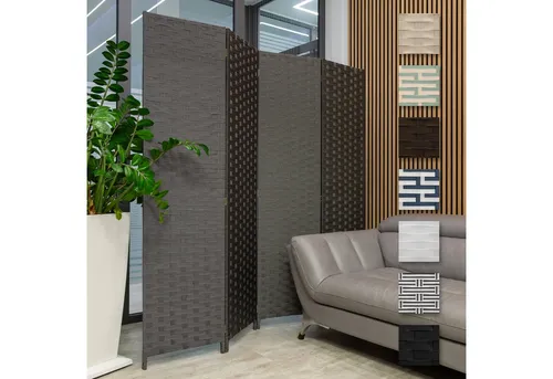 Hexim Raumteiler Paravent 180x180 cm - Klappbare Trennwand für Innenbereiche - Raumteiler-Regale mit elegantem geflochtenem Design, ideal für flexible Raumgestaltung und effektiven Sichtschutz im Büro oder Zuhause.