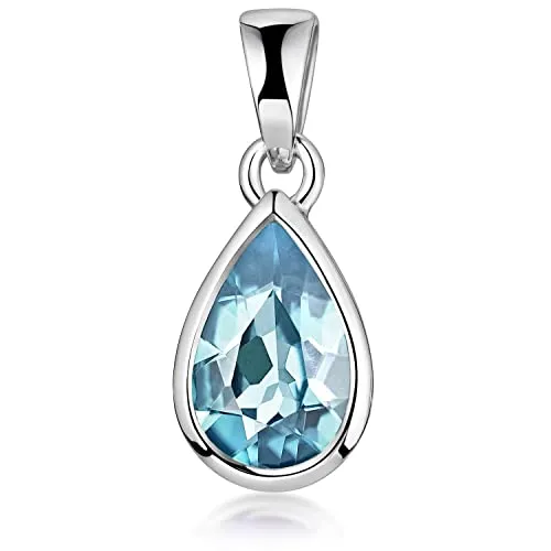 Materia Edelstein Tropfen Anhänger Silber 925 mit Blautopas in blau von Materia by Matthias Wagner