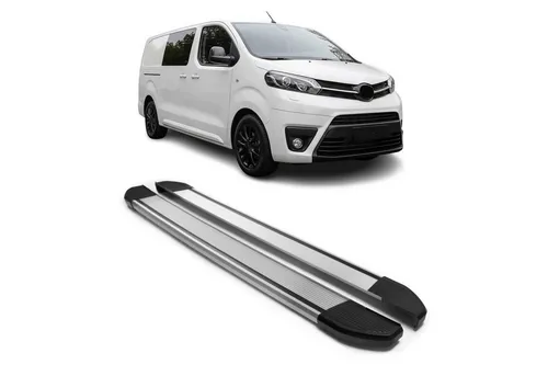 OMAC Kfz-Schmutzfänger Alu Seitenschweller für Toyota Proace 2017-2025 L2 L3 - Fahrzeugspezifische Aluminium-Trittbretter für Toyota Proace, rutschfest und stabil. Schützen Sie Ihre Karosserie und erleichtern Sie den Ein- und Ausstieg für Kinder und ältere Personen.