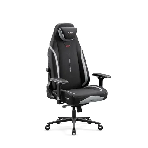 Diablo Ergonomischer Gaming Stuhl X.Eye Prime - Kühlfunktion & Magnet-Kopfstütze - Bürostuhl mit ProSpine Support-Technologie für optimale Ergonomie und CoolComfort-Technologie für angenehme Kühlung während langer Gaming-Sessions. Strapazierfähiger Stoff mit 90.000 Zyklen Abriebfestigkeit.