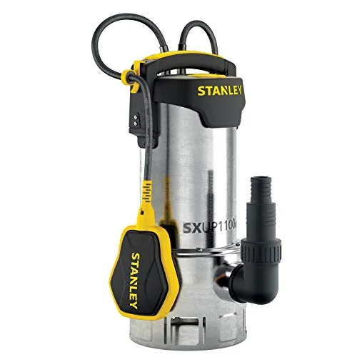 Stanley Tauchpumpe SXUP1100XDE - Wasserpumpen, leistungsstarke 1100-W-Motor für bis zu 16.500 l/h und 10,5 m Förderhöhe, korrosionsbeständiges Edelstahlgehäuse, ideal für Schmutzwasser.