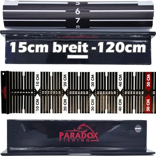 Paradox Fishing Maßband 120cm I 15cm breit I mit Anschlag Fisch Maßband Abhakmatte Angeln – leicht zu transportieren und zu reinigen