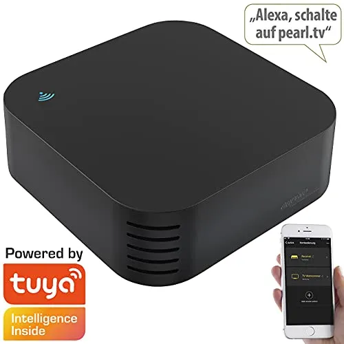 auvisio Infrarot Fernbedienung: Lernfähige IR-Fernbedienung, Temperatur-/Luftfeuchtesensor, App, Alexa (Infrarot Alexa, WLAN-IR, Luftentfeuchter)