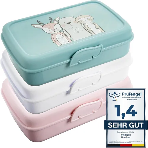 3x Brotdose mit Fächer Lunchbox Clickverschluss Vesperdose Kinder  3 Farben