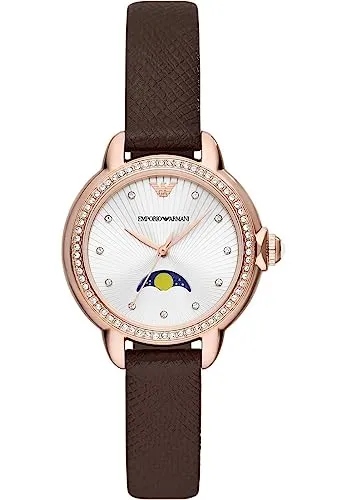 Emporio Armani Damenuhr AR11568 - Elegante Armbanduhr für Damen mit 32-mm-Gehäuse, wasserdicht bis 50 m und stilvollem Lederarmband. Ideal für jeden Anlass.