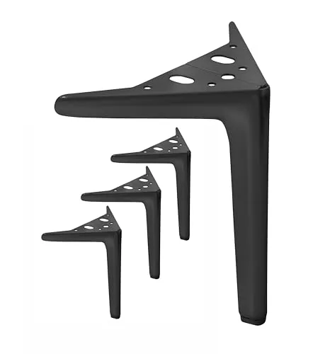 Prima-Online 4 Stück Möbelbeine Metall Schwarz Matt – Belastbar bis 700 kg - Möbelfüße für DIY, hohe Tragfähigkeit bis 700 kg, ideal für Sofas, Betten und Schränke. Robuste Metallfüße mit Bodenschoner schützen Ihren Boden.