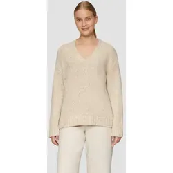 s.Oliver Longpullover Strickpullover Oversized Strickpullover mit Glitzergarn und Pailletten beige L (40)