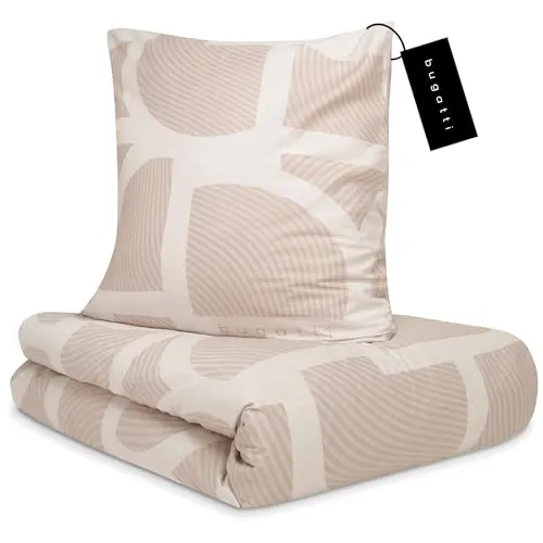 bugatti Bettwäsche 135x200 cm - Weiche Satinbettwäsche in Beige mit Reißverschluss - Bettwäsche-Sets: Hochwertige 100% Baumwolle, sanft zur Haut, maschinenwaschbar und mit praktischem Reißverschluss für einfaches Beziehen.