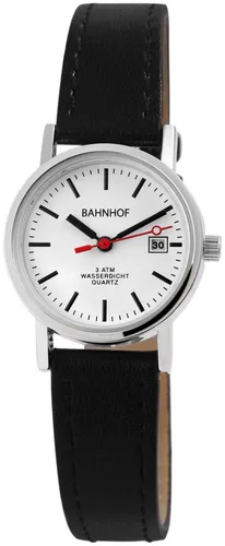 Bahnhof Quarzuhr BA001 Damenuhr mit Lederimitationsarmband - Elegante Damenarmbanduhr mit Datumsanzeige, hochwertigem Quarzuhrwerk und stylischem Lederimitatarmband – perfekt für jeden Anlass!