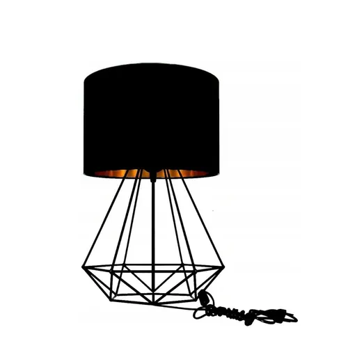 FKL DESIGN Tischlampe Tischleuchte Leuchte aus Velours E27 Schwarz N230-N1 (SG)