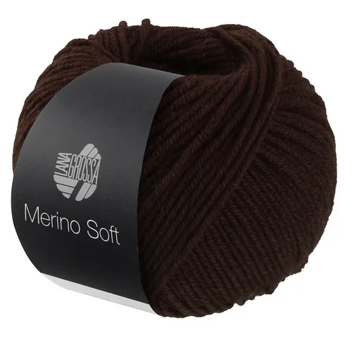 Lana Grossa MERINO SOFT Wolle 50 g - Strapazierfähiges Mischgarn in Dunkelbraun - Stricken leicht gemacht mit Lana Grossa Merino Soft! Pflegeleichtes Mischgarn aus 50% Merino und 50% Polyacryl, ideal für vielseitige Projekte und maschinenwaschbar.
